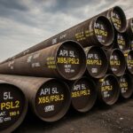 Industrial inventory of API 5L Pipe for oil and gas pipeline construction.