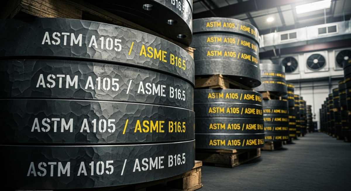 High-quality ASTM A105 material forged steel flanges for high-pressure piping systems.