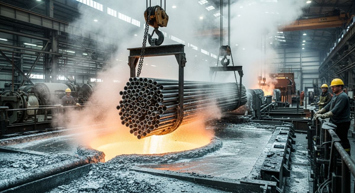 Hot-dipped galvanizing process for ASTM A53 Pipe in a molten zinc bath for long-term corrosion protection