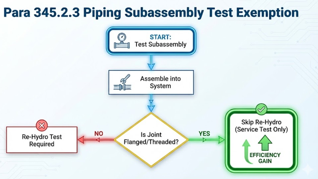 Flowchart of ASME B31.3 2024 leak testing reassembly rules