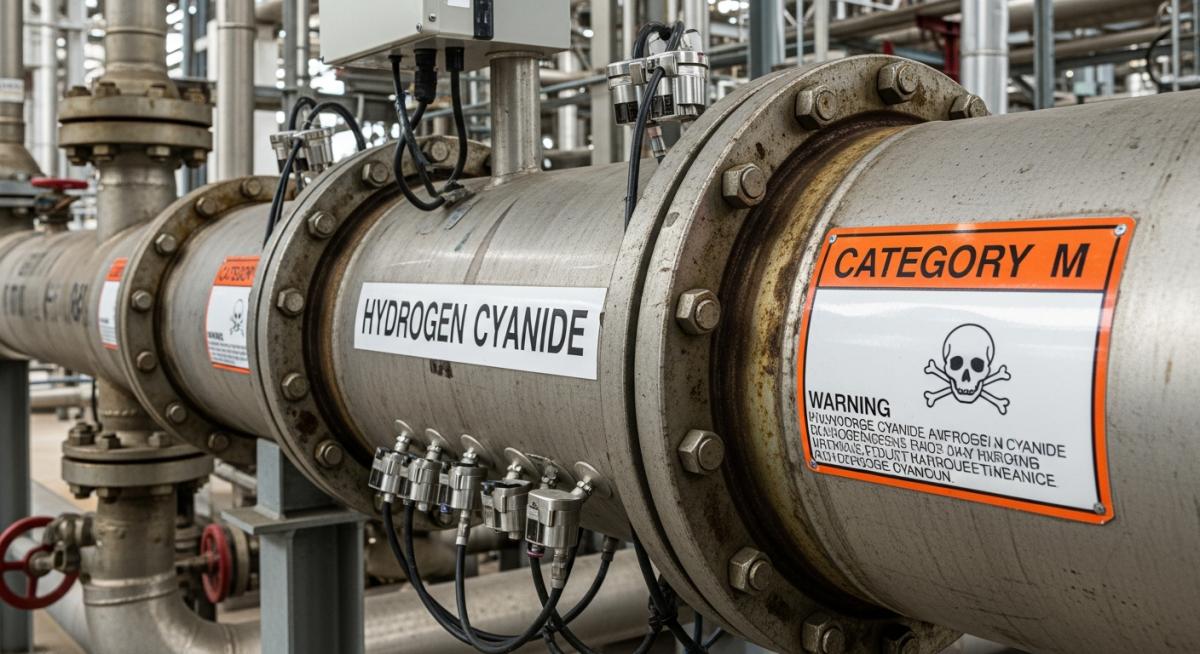 B31.3 Category M fluid requirements piping installation for hydrogen cyanide