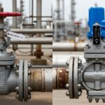Industrial comparison of a Butterfly Valve vs Ball Valve in a high-pressure piping system.