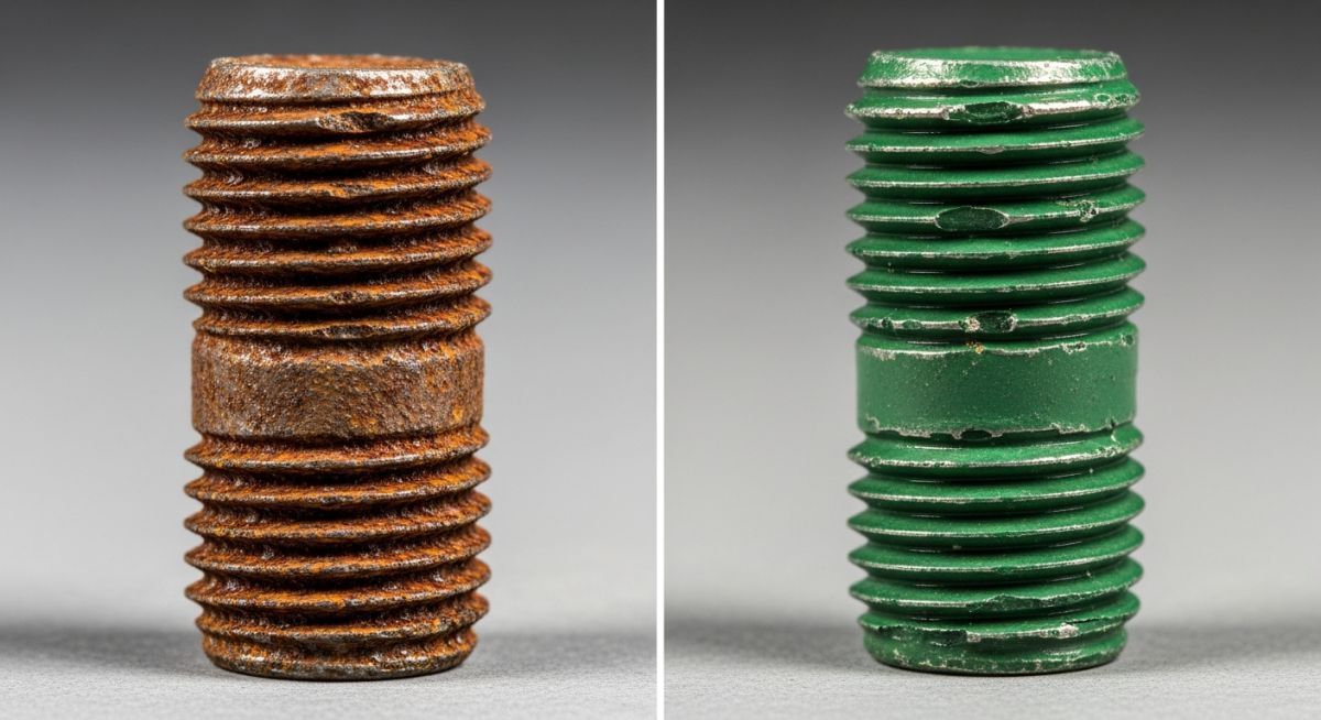 Comparison of corrosion-resistant coated stud bolt versus standard fastener