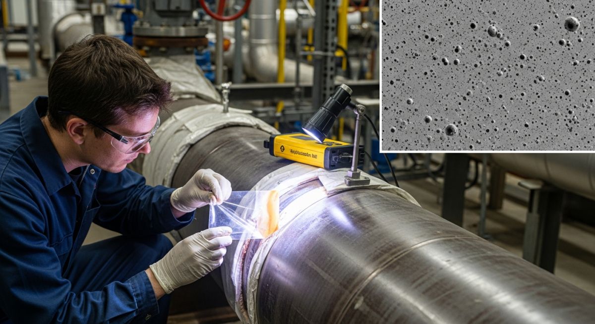 NDT technician performing metallographic replication to verify the Creep Rupture Usage Factor in the field