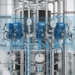 Distillation Column Pressure Control system with overhead reflux drum and control valves.