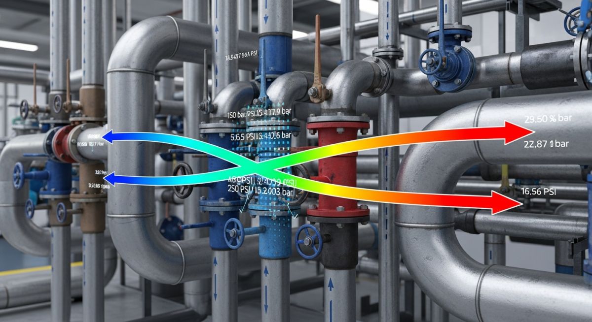 Engineering schematic of K-Factor Minor Losses in a complex industrial piping system.