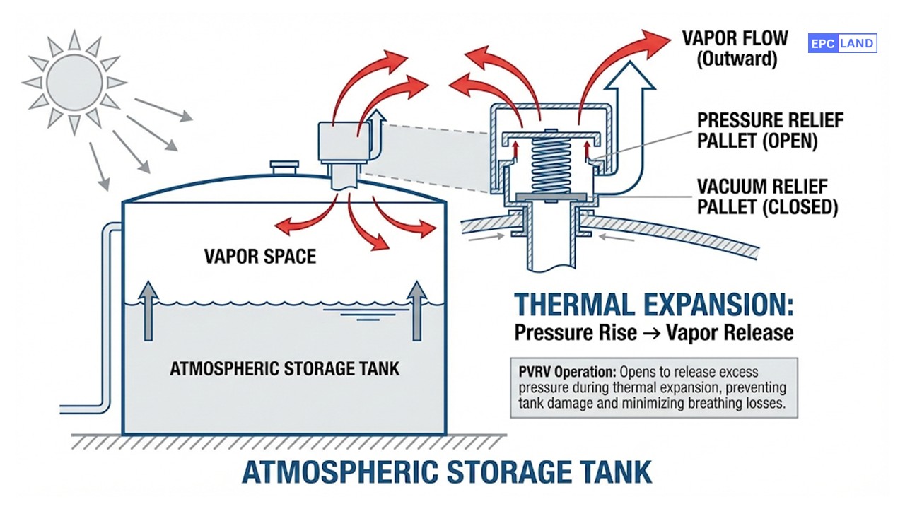 Pressure-vacuum relief valve operation and venting requirements for fixed roof tanks