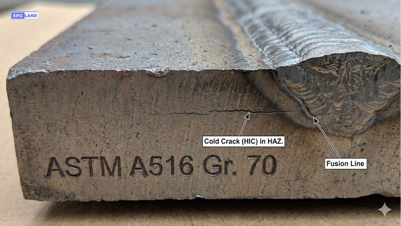 Hydrogen induced cracking in heat affected zone caused by incorrect CE value calculation