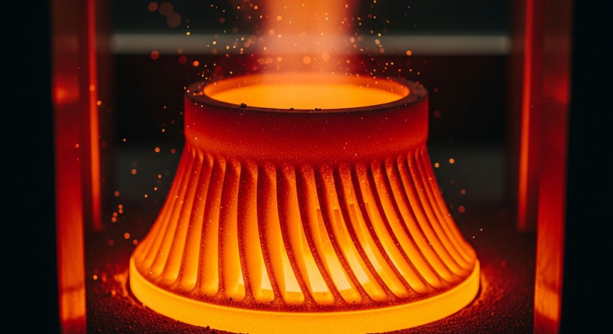 High-temperature turbine component made of Inconel Material undergoing thermal stress testing.