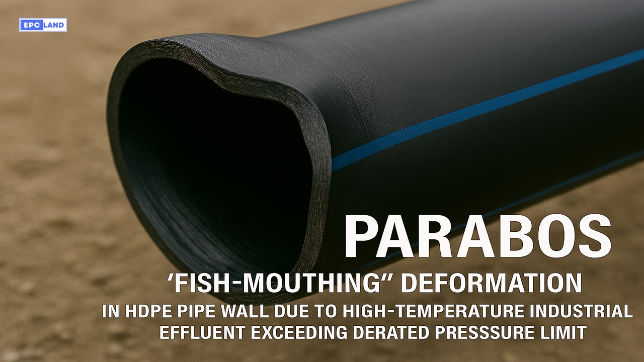 HDPE PN16 pipe wall deformation due to temperature derating failure