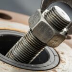 High-pressure industrial stud bolt installation for flange piping systems.