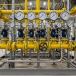 Industrial Gas Piping System manifold with ASME B31.8 compliant fittings.