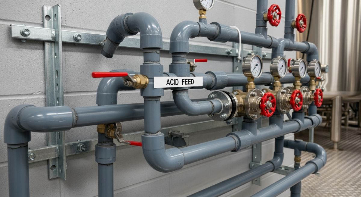 Case study of an industrial chemical treatment manifold utilizing heavy-duty Schedule 80 PVC pipe sizes