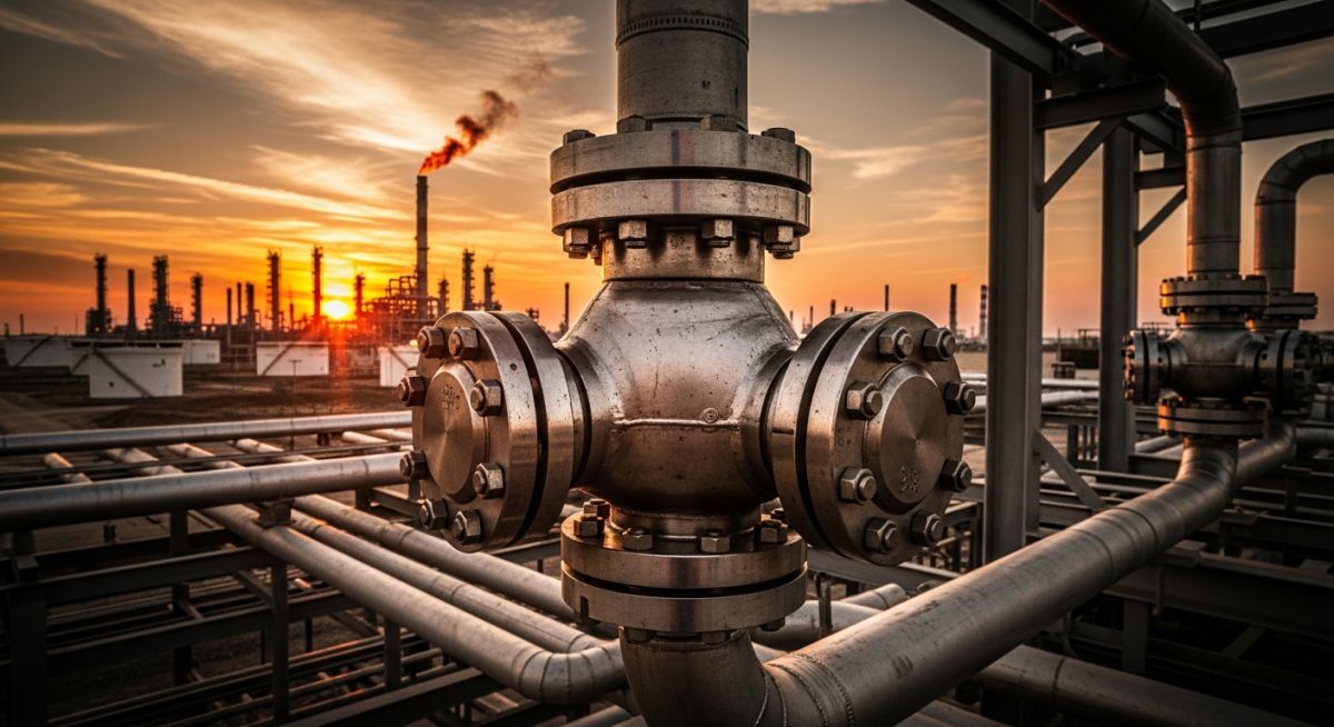 Heavy-duty industrial Swivel Joints installed on a petroleum loading arm.