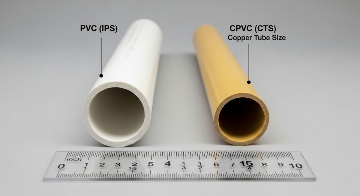 Technical comparison of IPS and CTS dimensional systems for PVC Pipe Sizes and CPVC