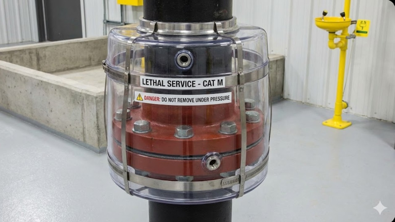 Lethal service piping Category M flange protection system