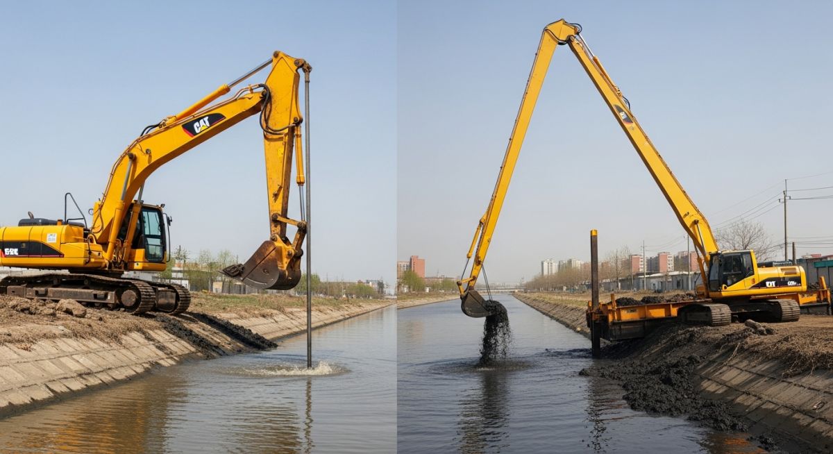 Comparative analysis of long reach types of excavators for specialized dredging