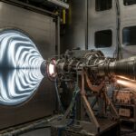 High-velocity aerodynamic testing illustrating Mach Number principles in a wind tunnel.