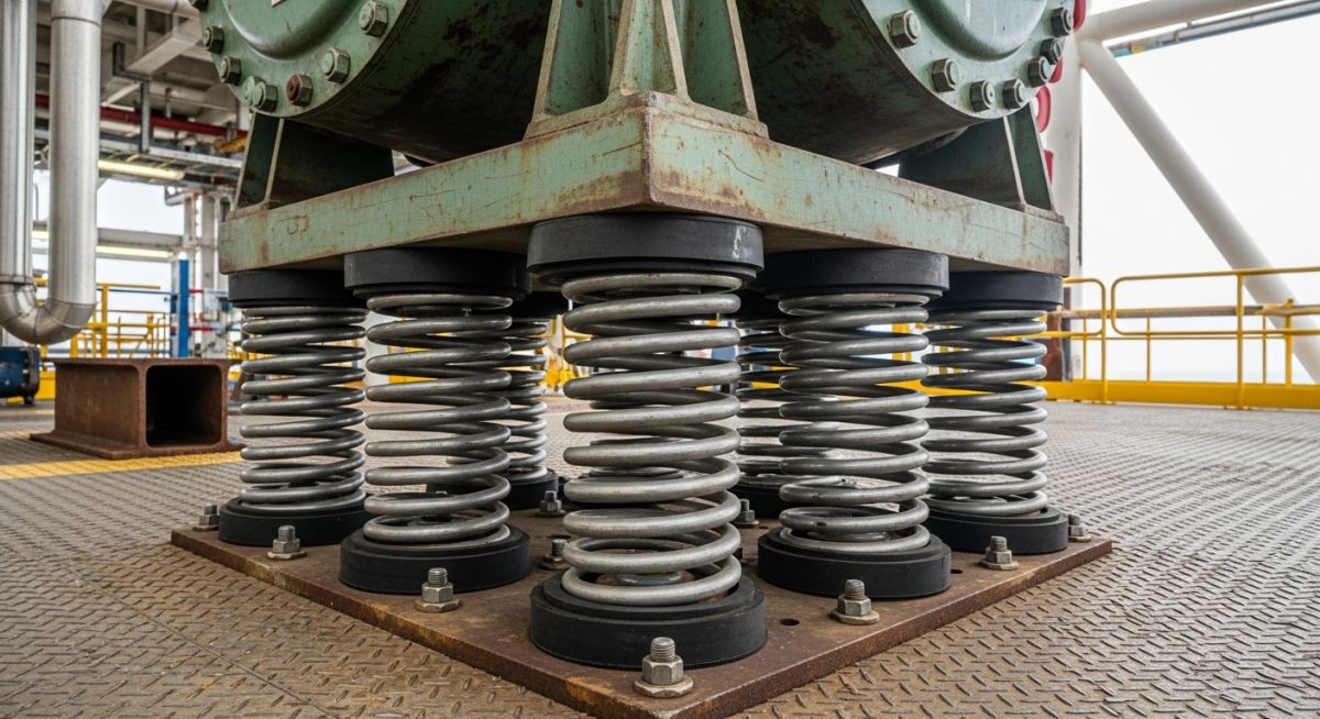 Helical spring vibration absorbers used for industrial machinery isolation