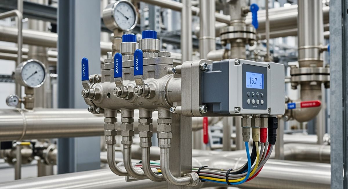 High-pressure 5-way Manifold Valve assembly in a process plant.