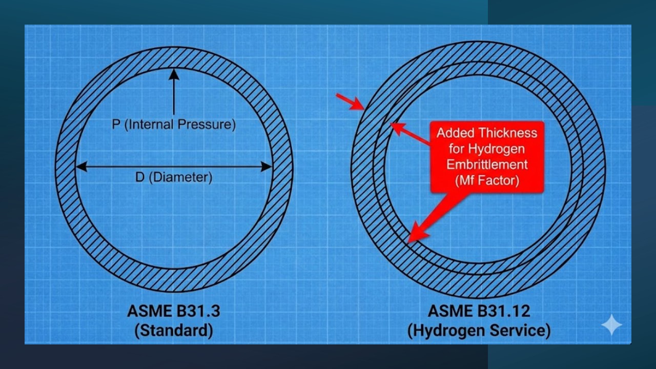 Chart showing wall thickness increase due to Material Performance Factor Mf in ASME B31.12