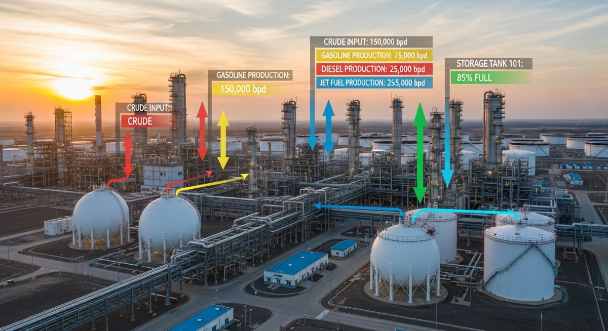Advanced refinery complex producing various Oil and Gas Industry Products in 2026.