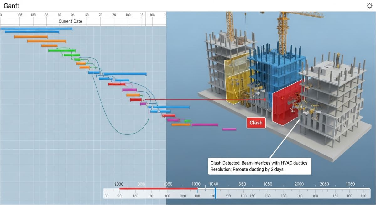 Case study visual demonstrating 4D construction simulation Navisworks Software Functions