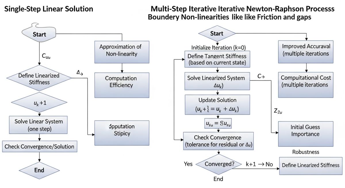Iterative calculation flowchart for Piping Stress Non-Linear Analysis boundary conditions