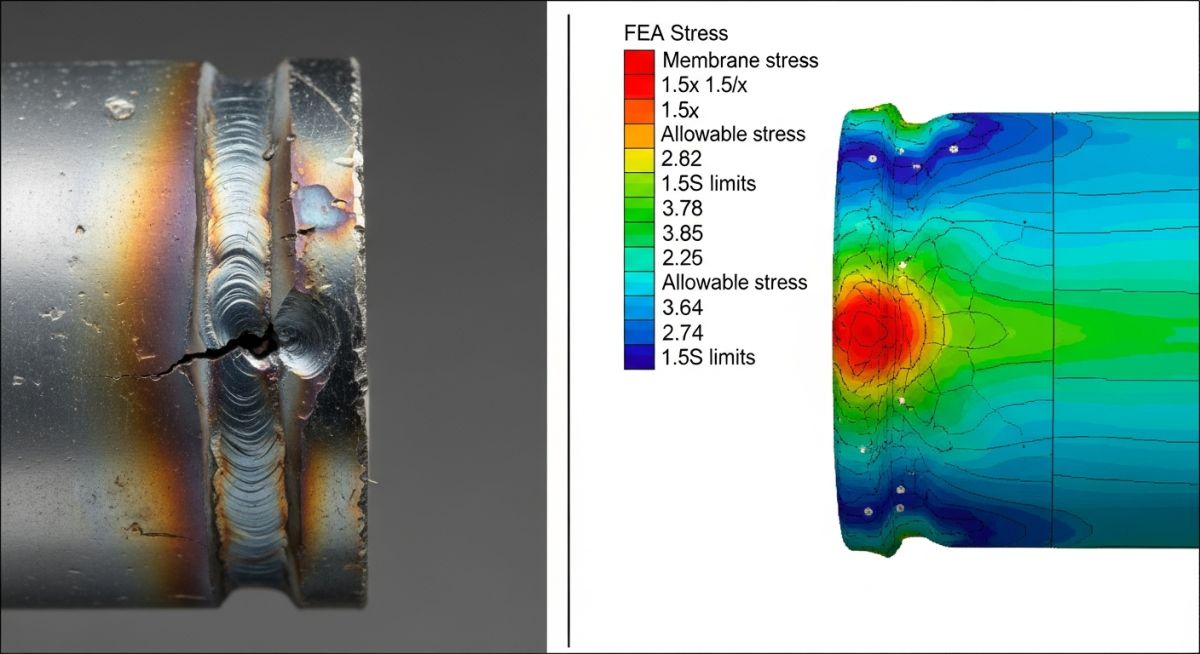 Failure analysis of a nozzle junction due to excessive Local Primary Membrane Stresses