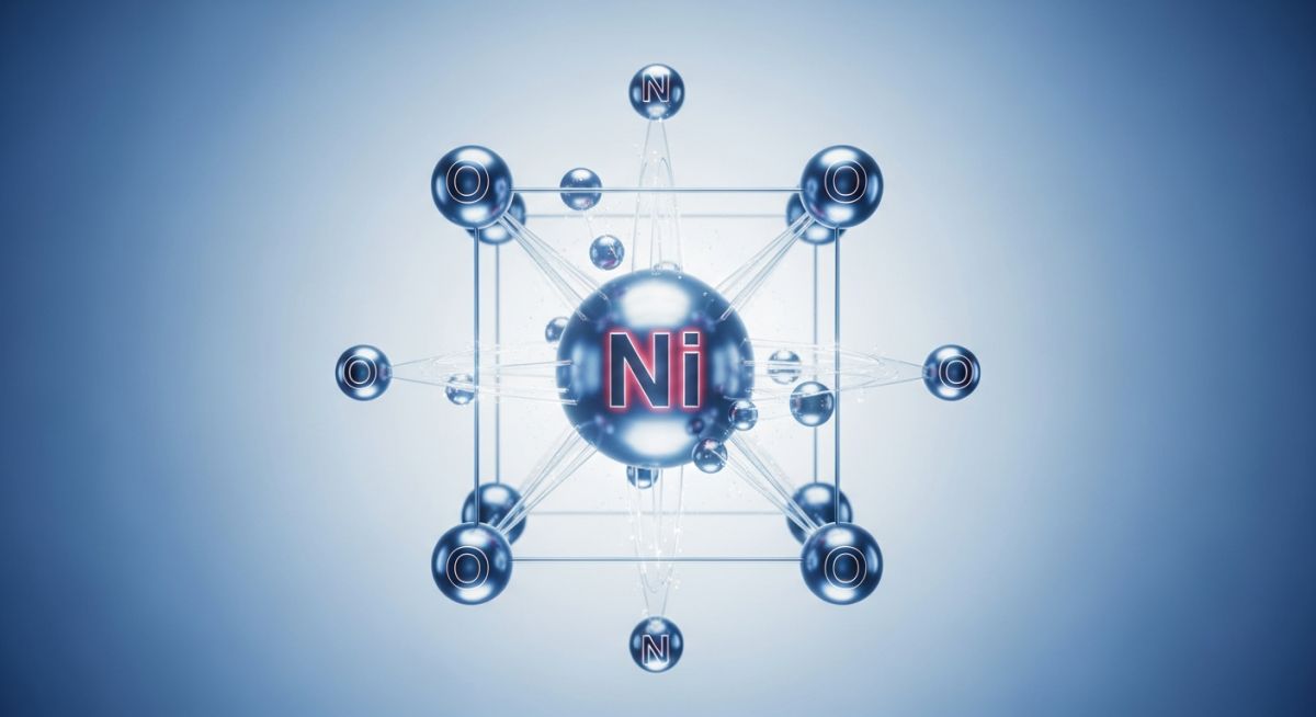 Oxidation State of Nickel represented in a molecular crystal lattice structure.