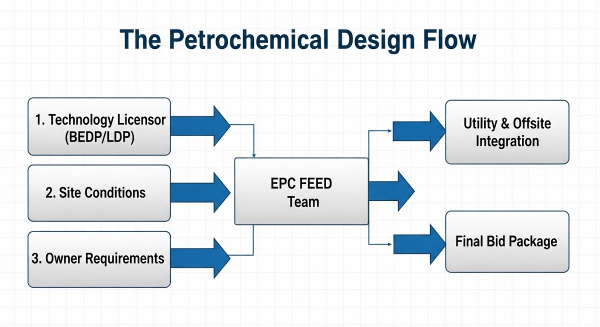 Petrochemical technology licensor BEDP interface workflow diagram