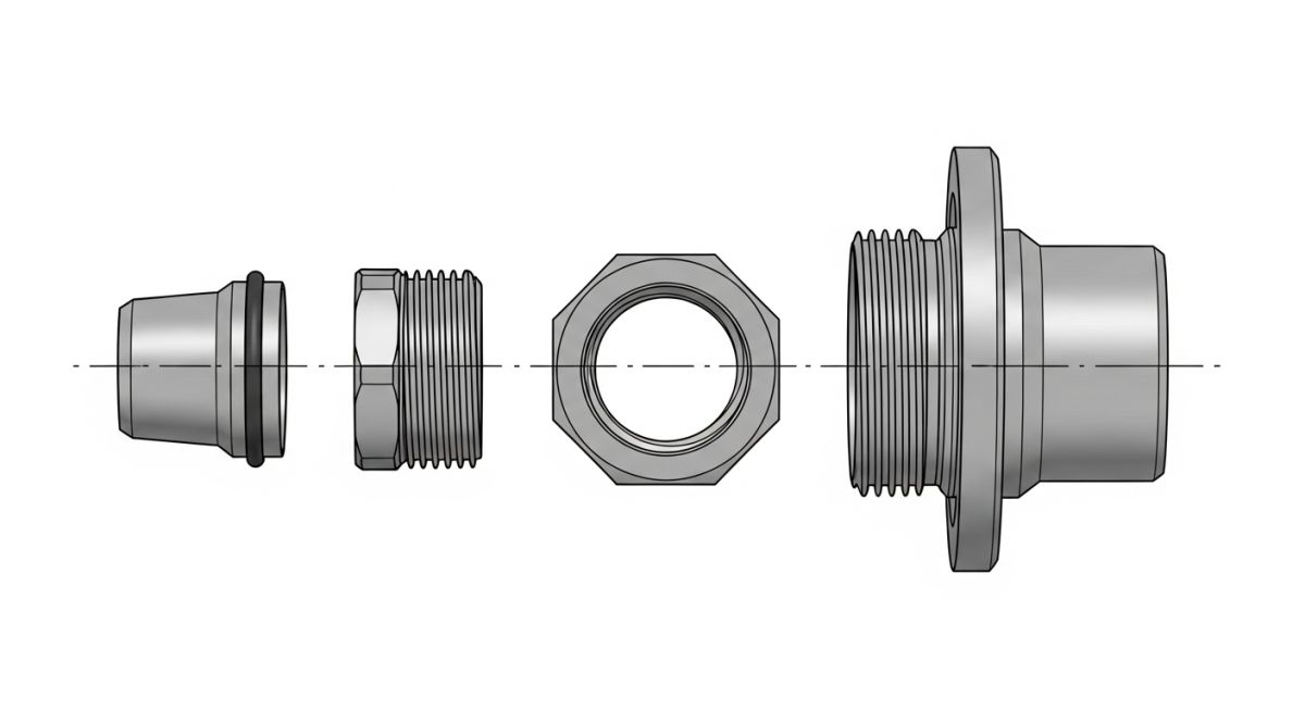 Exploded view diagram showing parts of a Pipe Union Fitting