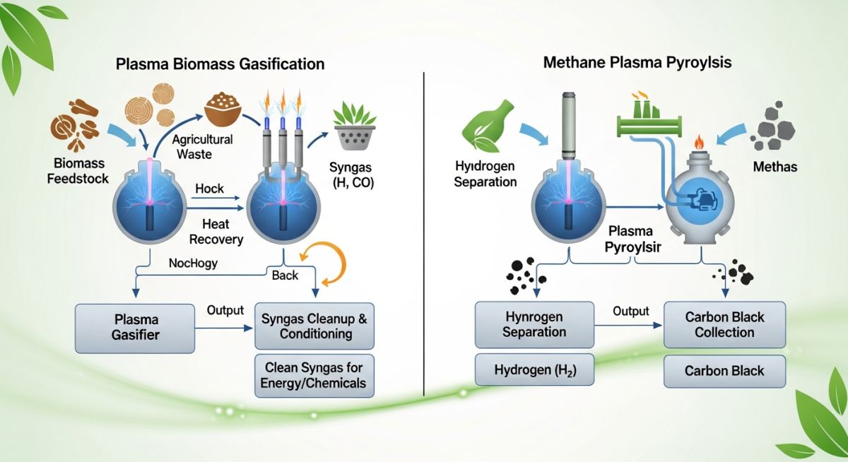 An in-depth analysis of plasma biomass gasification and methane plasma pyrolysis technologies and their TRLs in 2026.