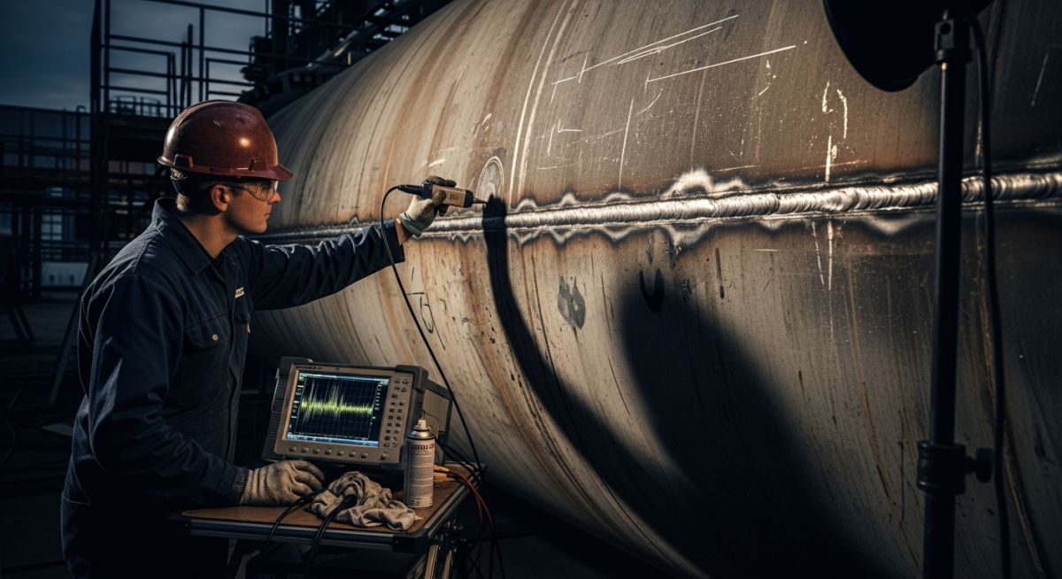 Non-destructive testing NDT on different Types of Pressure Vessels using Phased Array Ultrasonic Testing on welded seams