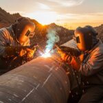 Professional Pipeline Girth Welding on high-pressure gas line.