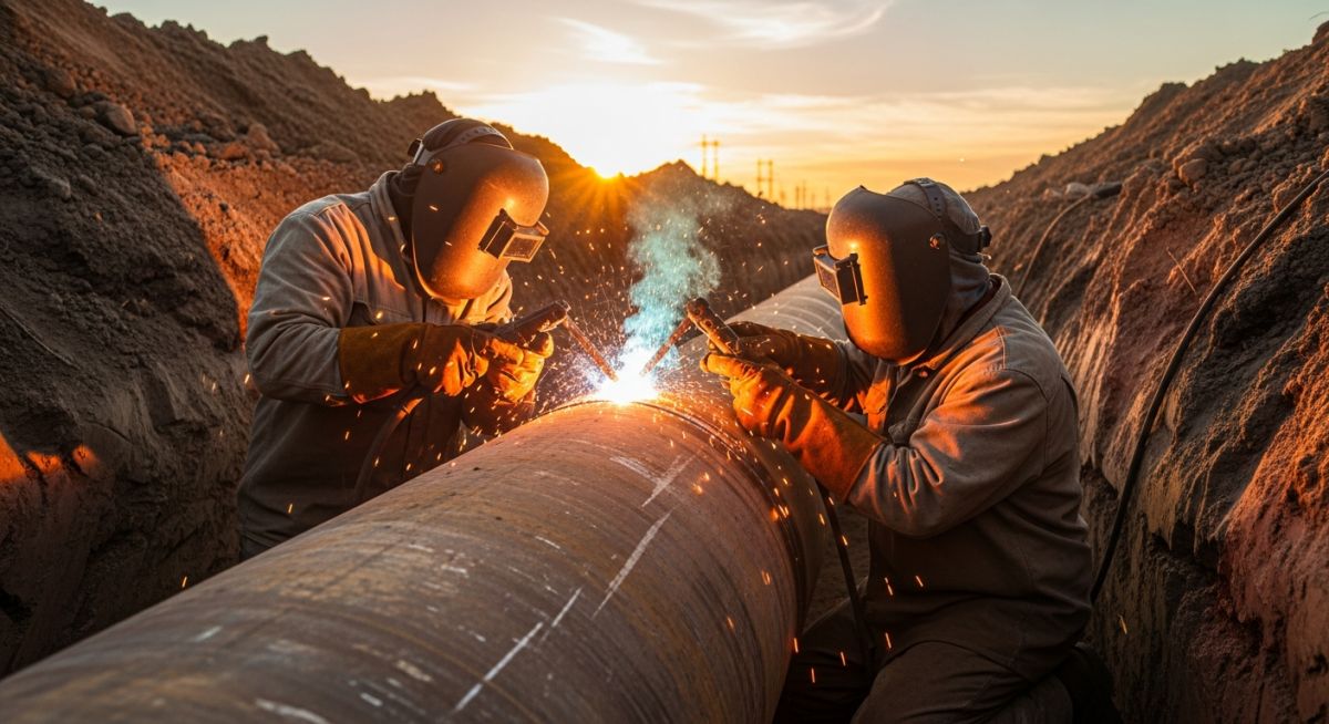 Professional Pipeline Girth Welding on high-pressure gas line.