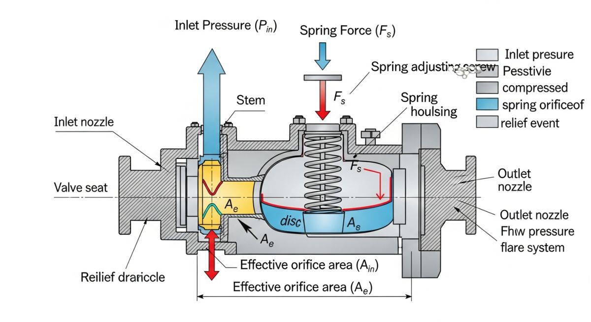 Engineering diagram for Pressure Safety Valve Sizing calculation variables
