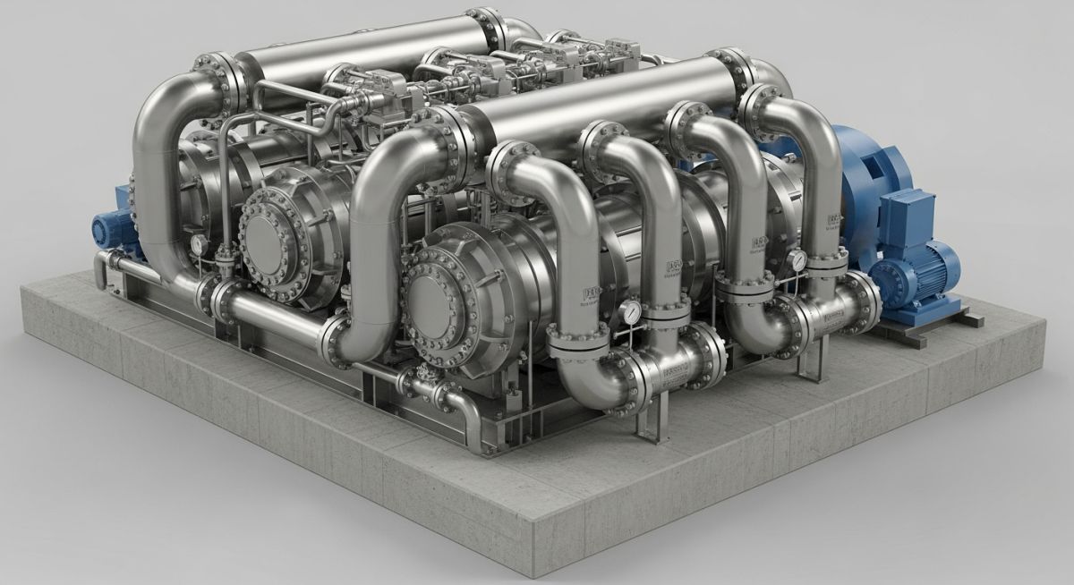 Industrial Reciprocating Compressor Sizing and installation in a refinery.