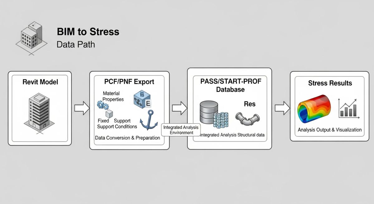 Technical workflow diagram for Revit to PASS/START-PROF Import data exchange