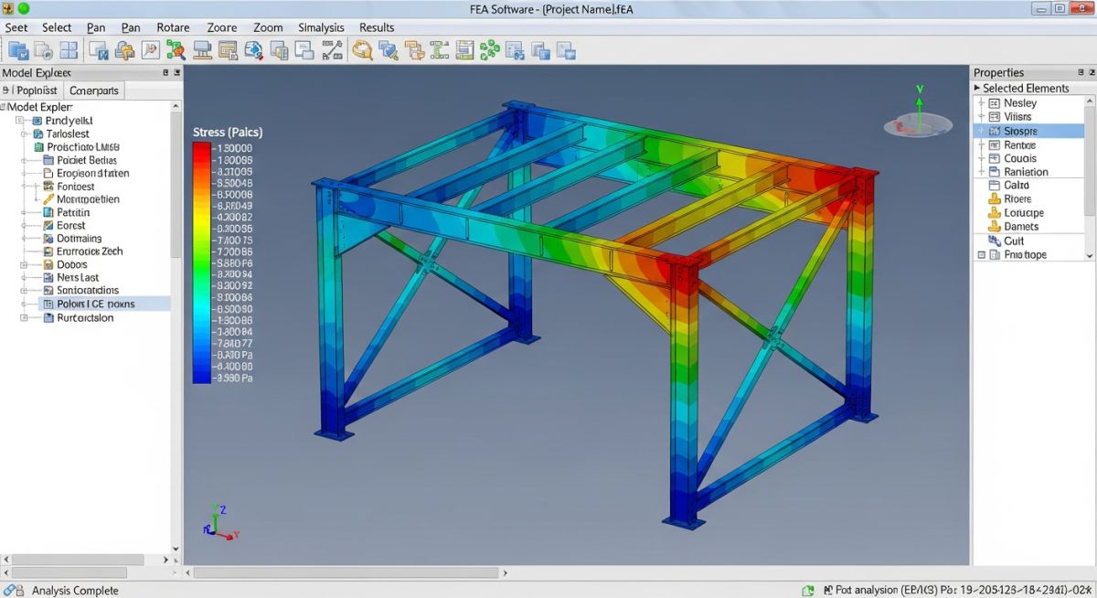 Finite Element Analysis FEA simulation for seismic Structural Design optimization