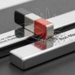 Testing magnetic permeability of stainless steel bars using a neodymium magnet to distinguish between 304 and 430 grades.