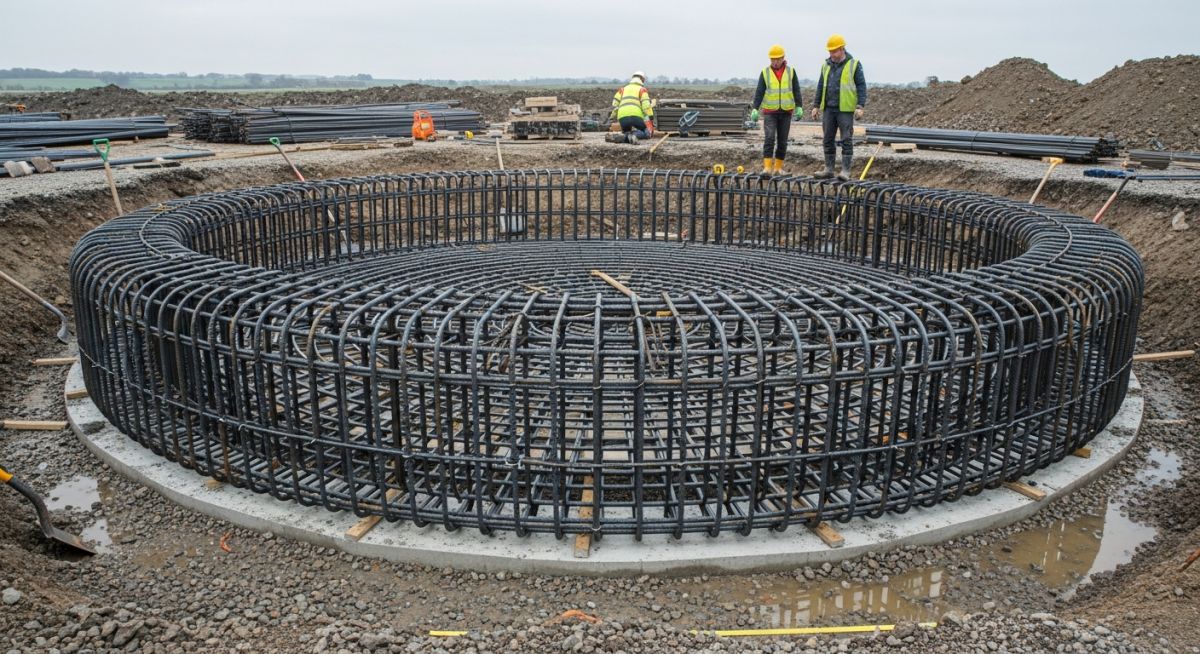 Reinforced concrete ring beam construction for a heavy-duty Tank Pad Foundation