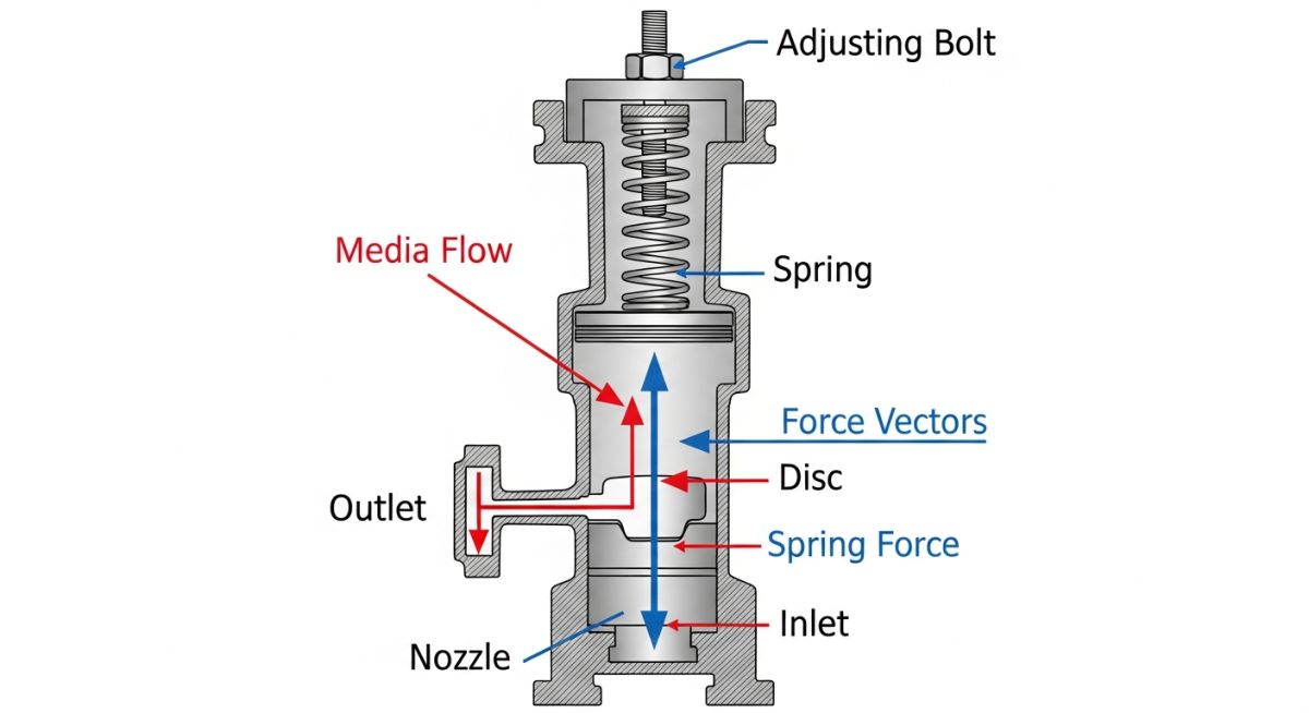 Technical diagram showing PSV Testing Requirements and internal valve components