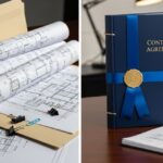 Professional comparison of Tender Documents vs Contract Documents in a construction management office.