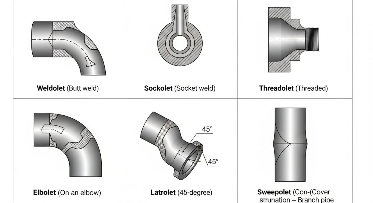Types of olets piping fittings weldolet sockolet diagram