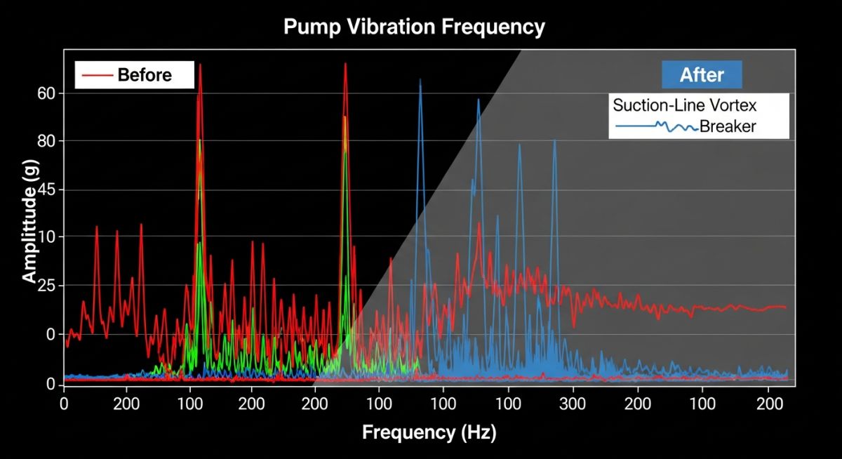 Case study data for Vortex Breaker impact on pump cavitation