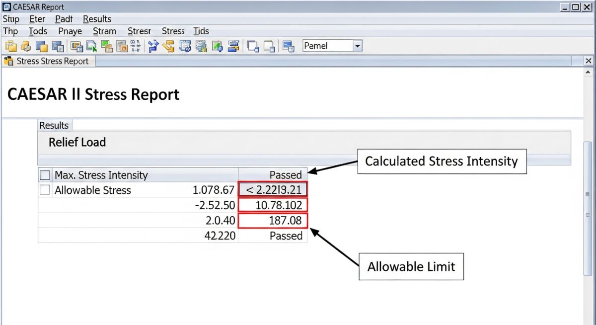 CAESAR II Stress Report for Pressure Relieving Reaction Load Case Study
