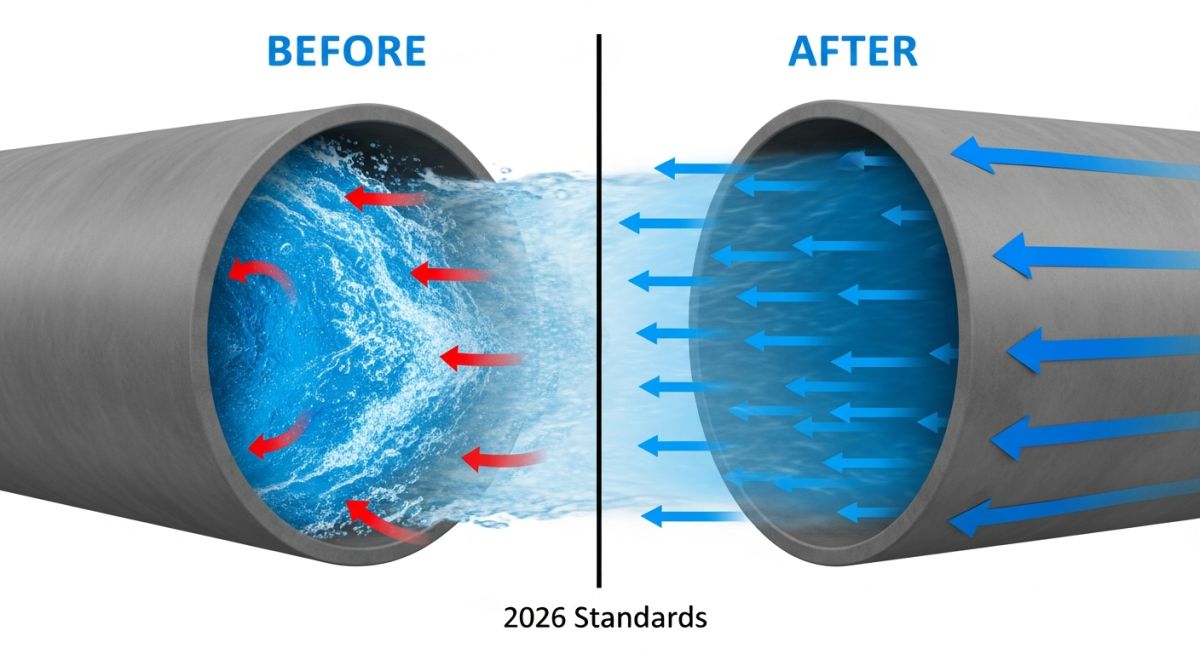 Comparison of pipe flow efficiency using Hydraulic Calculation Guidelines for industrial retrofits