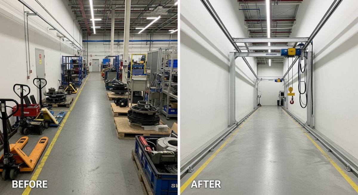 Case study comparison of Monorail Crane Systems in a high-density warehouse