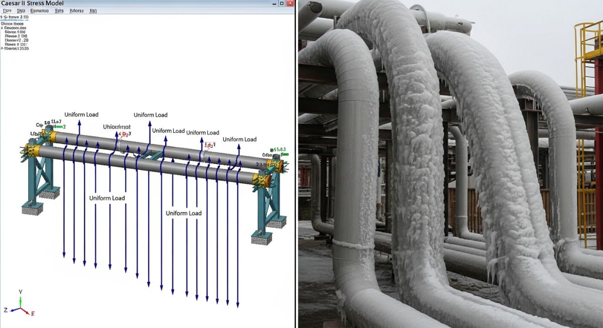 Caesar II stress analysis for Snow and Ice Loading on Piping Systems case study